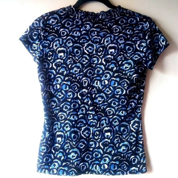 MERONA VNECK BLOUSE - BLUE/BLACK/WHITE - Picture 2 of 4